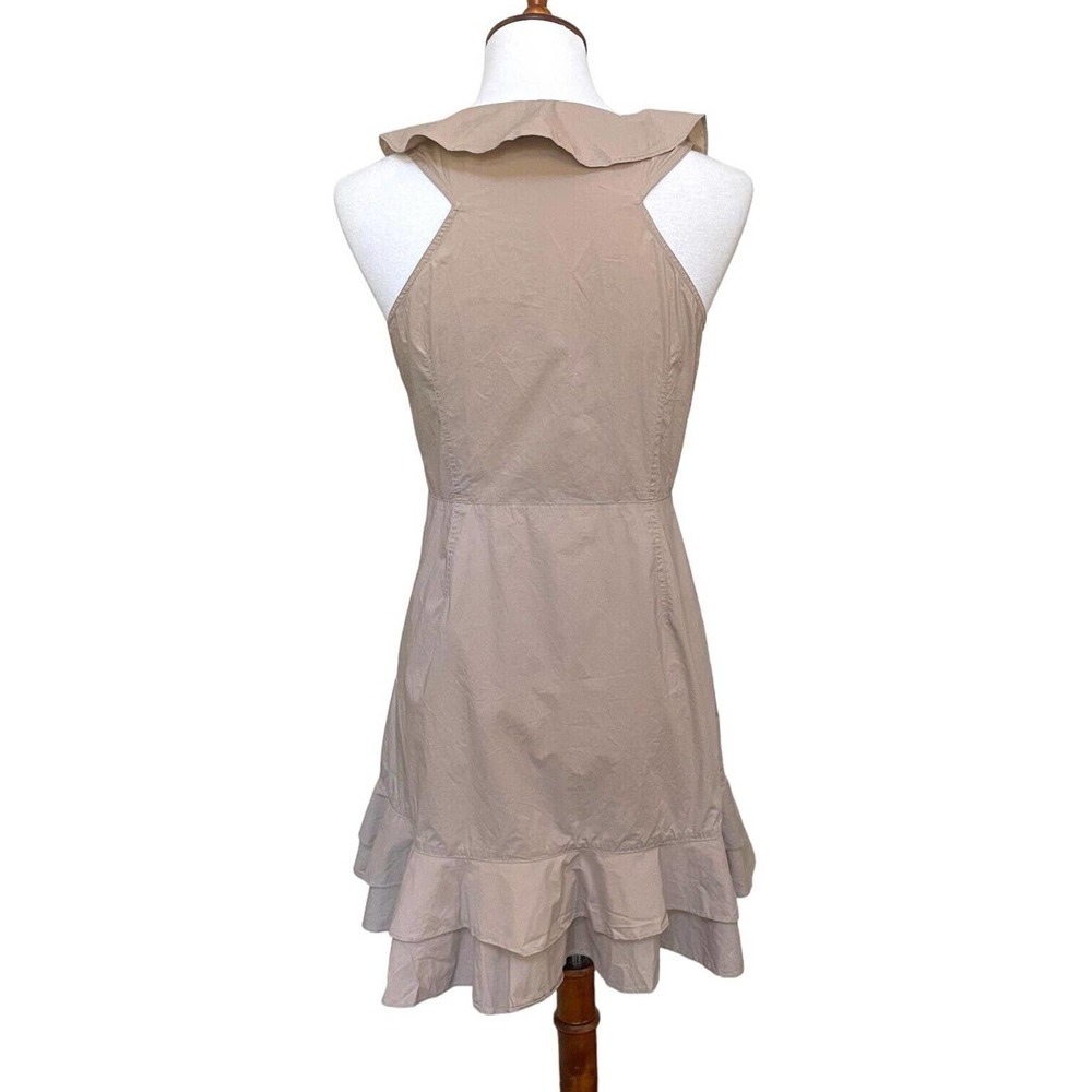 Marissa Webb Collective Khaki Beige Sleeveless Ruffle Wrap Mini Dress Size 4 - Picture 2 of 14